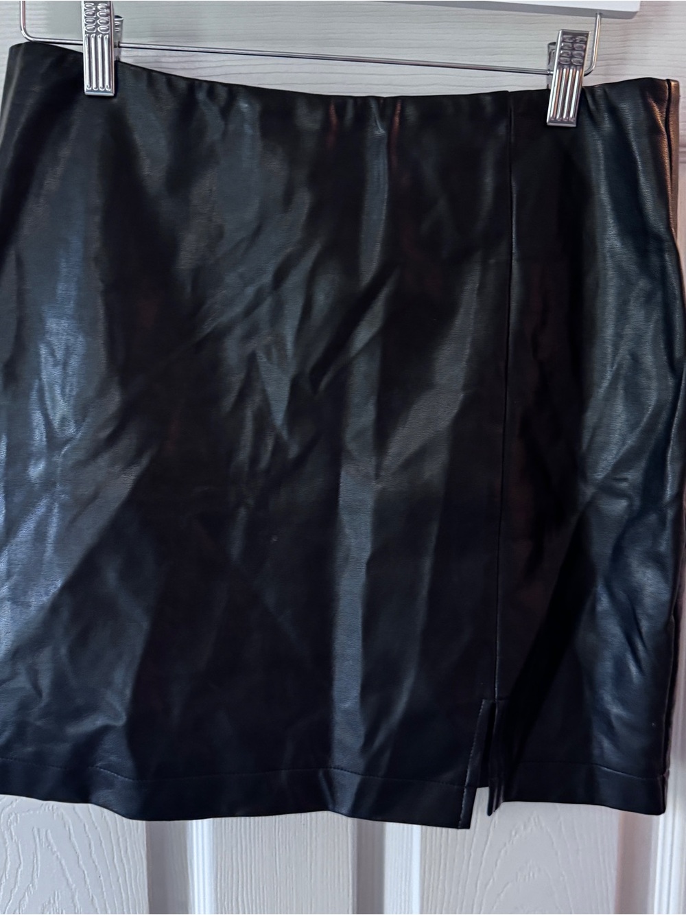 Anthropologie Black Faux Leather Mini Skirt